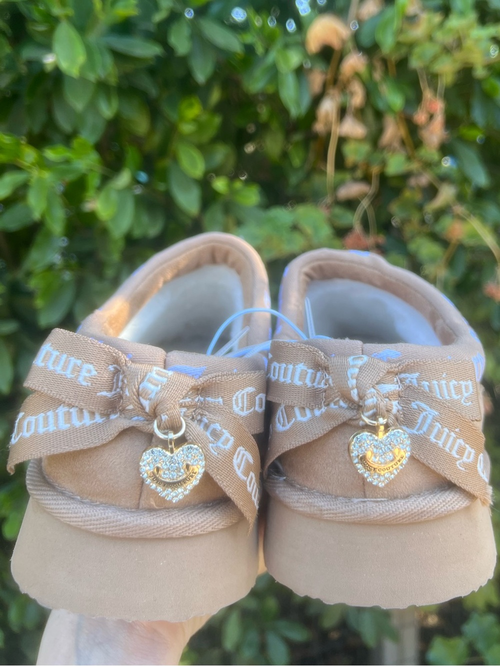 NWT Juicy Couture Olyana C Platform Clog Slippers Tan Rhinestone Size 10